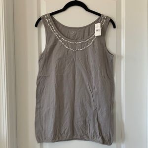 NWT LOFT Jeweled Neckline Sleeveless Top Size S